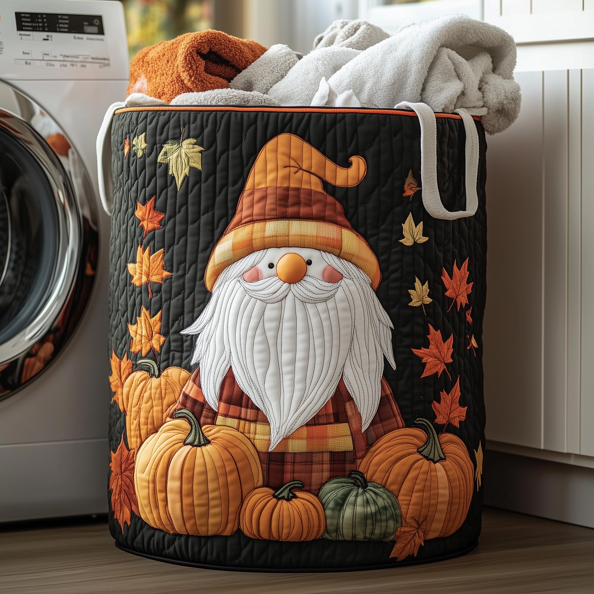 Autumn Gnome Quilted Laundry Basket Merch For Home And Living