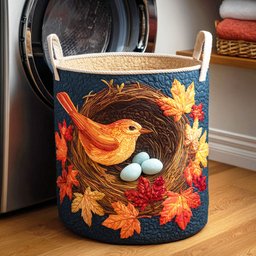 Autumn Nest Quilted Laundry Basket Merch For Mom