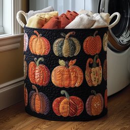 Autumn Pumpkins Quilted Laundry Basket Father�s Day Merch Gift