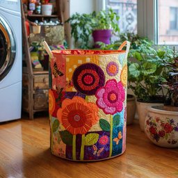 Bohemian Floral Quilted Laundry Basket Mother�s Day Merch Gift