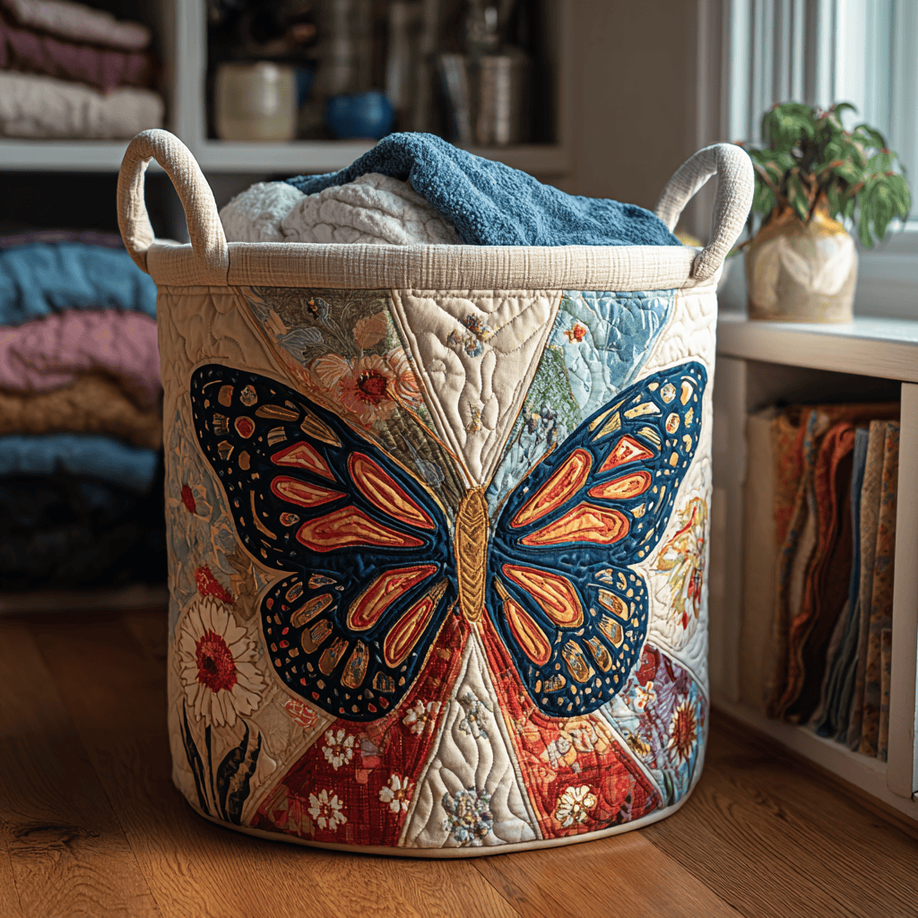 Blossom Flight Quilted Laundry Basket Ideal Present For Newlyweds