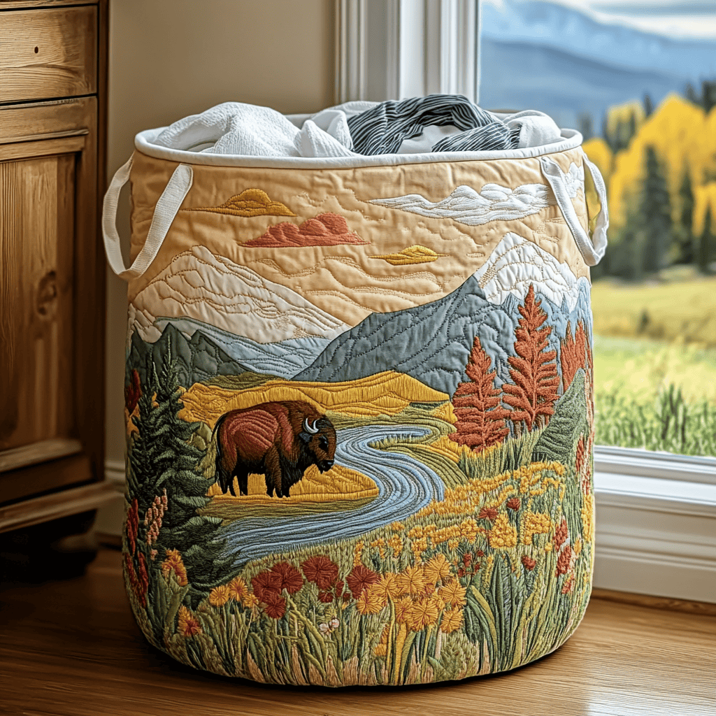 Bison Spirit Quilted Laundry Basket Great Idea For New Home
