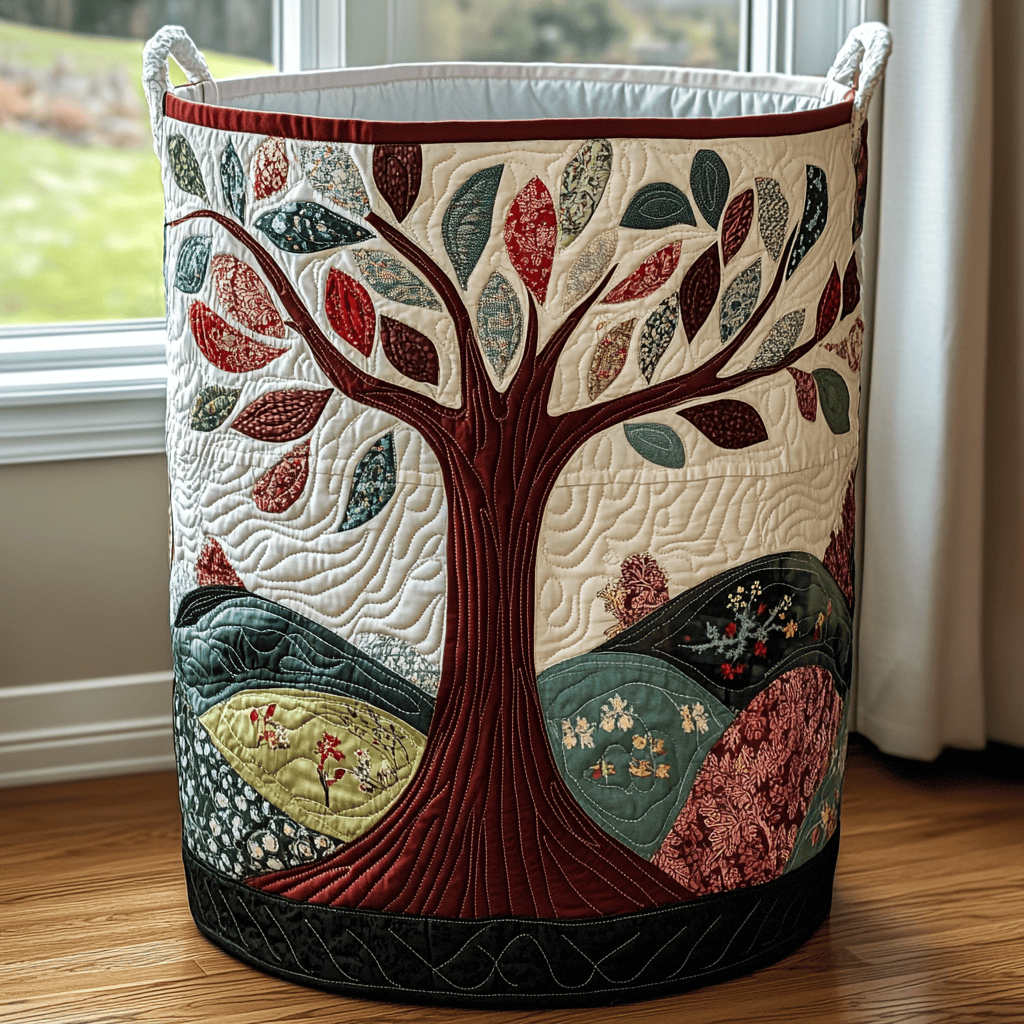 Branch Harmony Quilted Laundry Basket Summer Merch Vibes