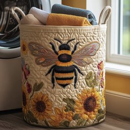 Bee Cozy Quilted Laundry Basket Holiday Favorite Gift