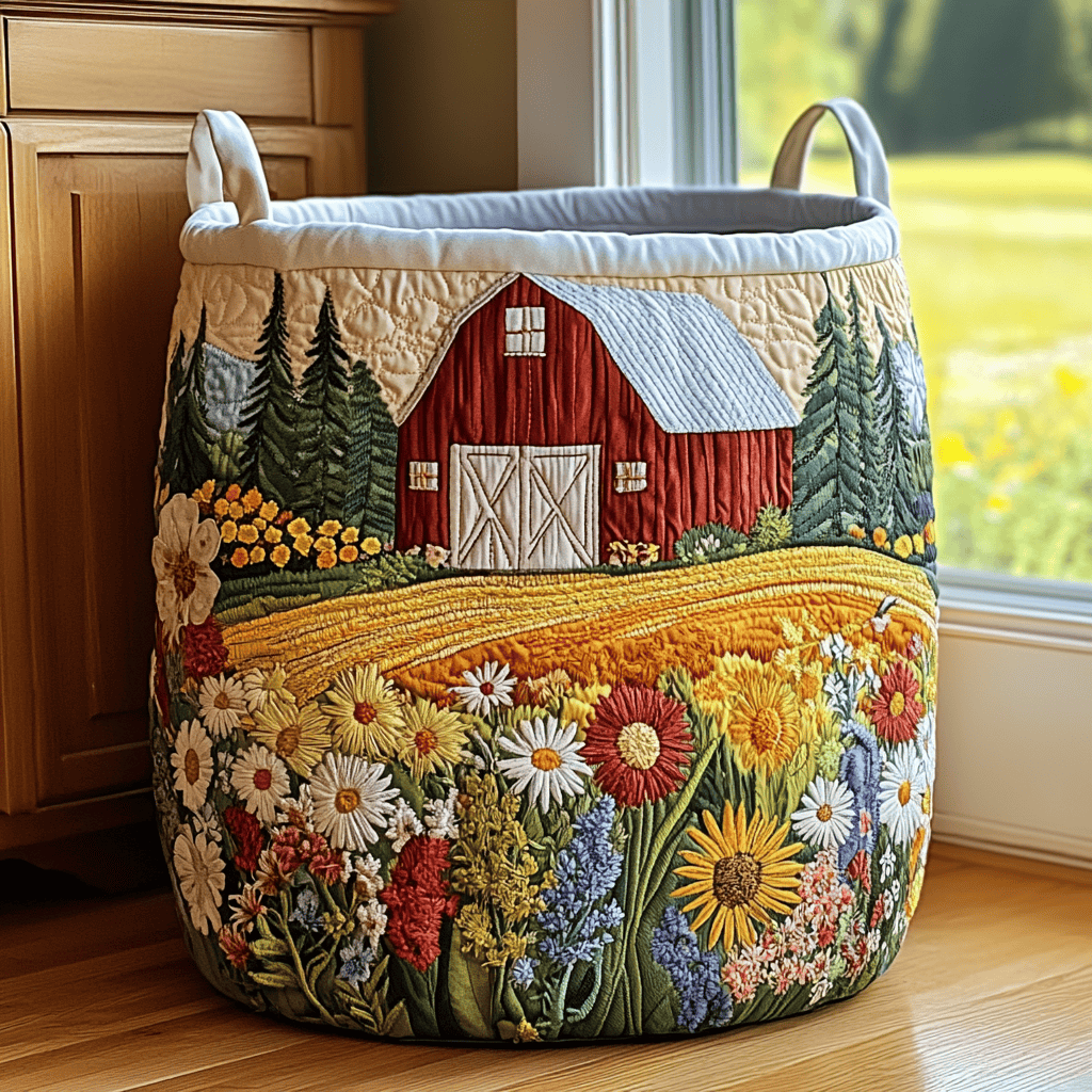 Bloom Valley Quilted Laundry Basket Holiday Favorite Gift