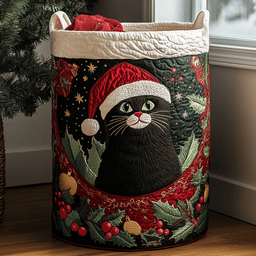 Black Cat Joy Quilted Laundry Basket Merch For Family