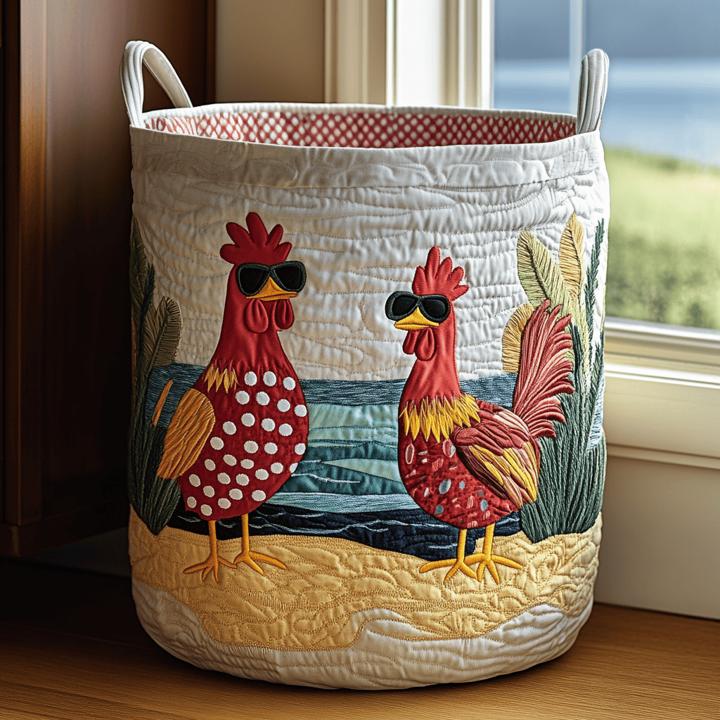 Beach Chicks Quilted Laundry Basket Merch For Family