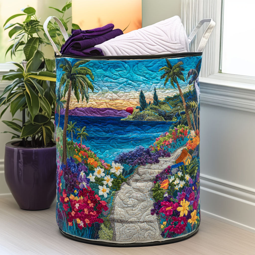 Blue Horizon Quilted Laundry Basket Creative Gift For Family
