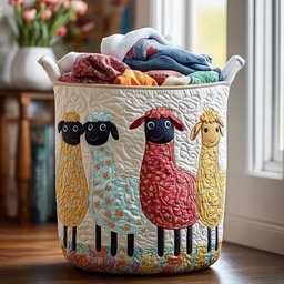 Baa Bunch Quilted Laundry Basket Merch For Cozy Nights