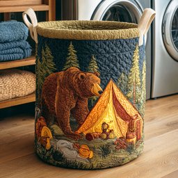 Bear Tent Quilted Laundry Basket Merch For Home And Living