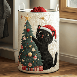 Black Cat Charm Quilted Laundry Basket Mother�s Day Merch Gift