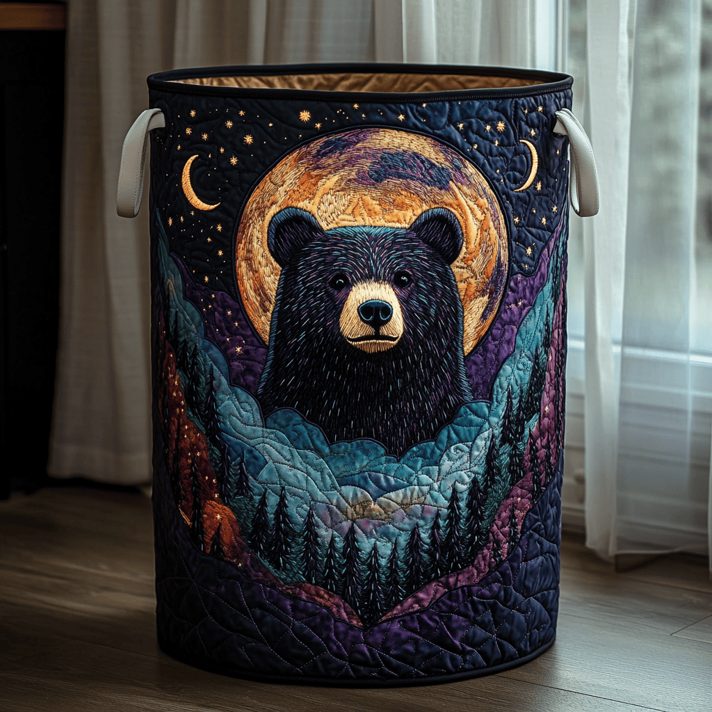 Bear Horizon Quilted Laundry Basket Perfect Gift For College Dorm