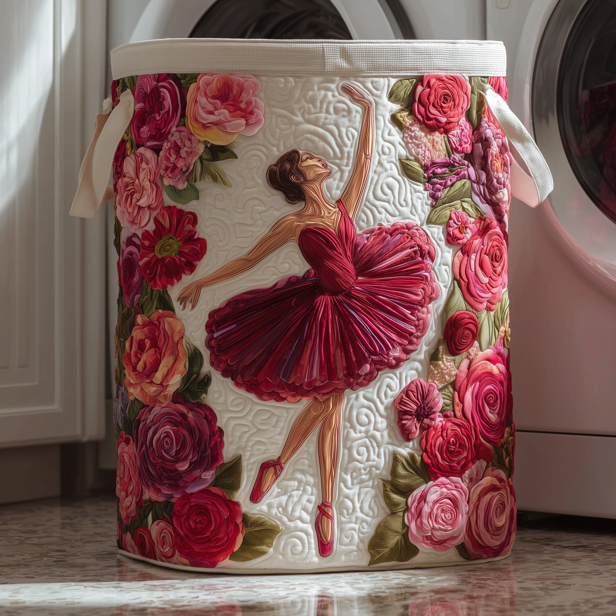 Ballerina Quilted Laundry Basket Ideal Present For Newlyweds