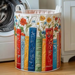 Books Quilted Laundry Basket Birthday Merch Gift