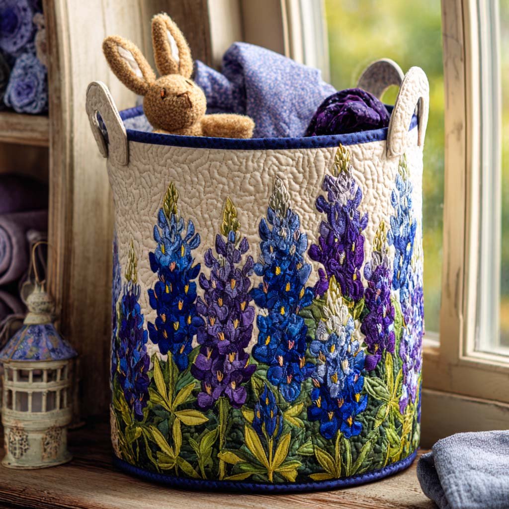 Bluebonnet Dream Path Quilted Laundry Basket Father�s Day Merch Gift