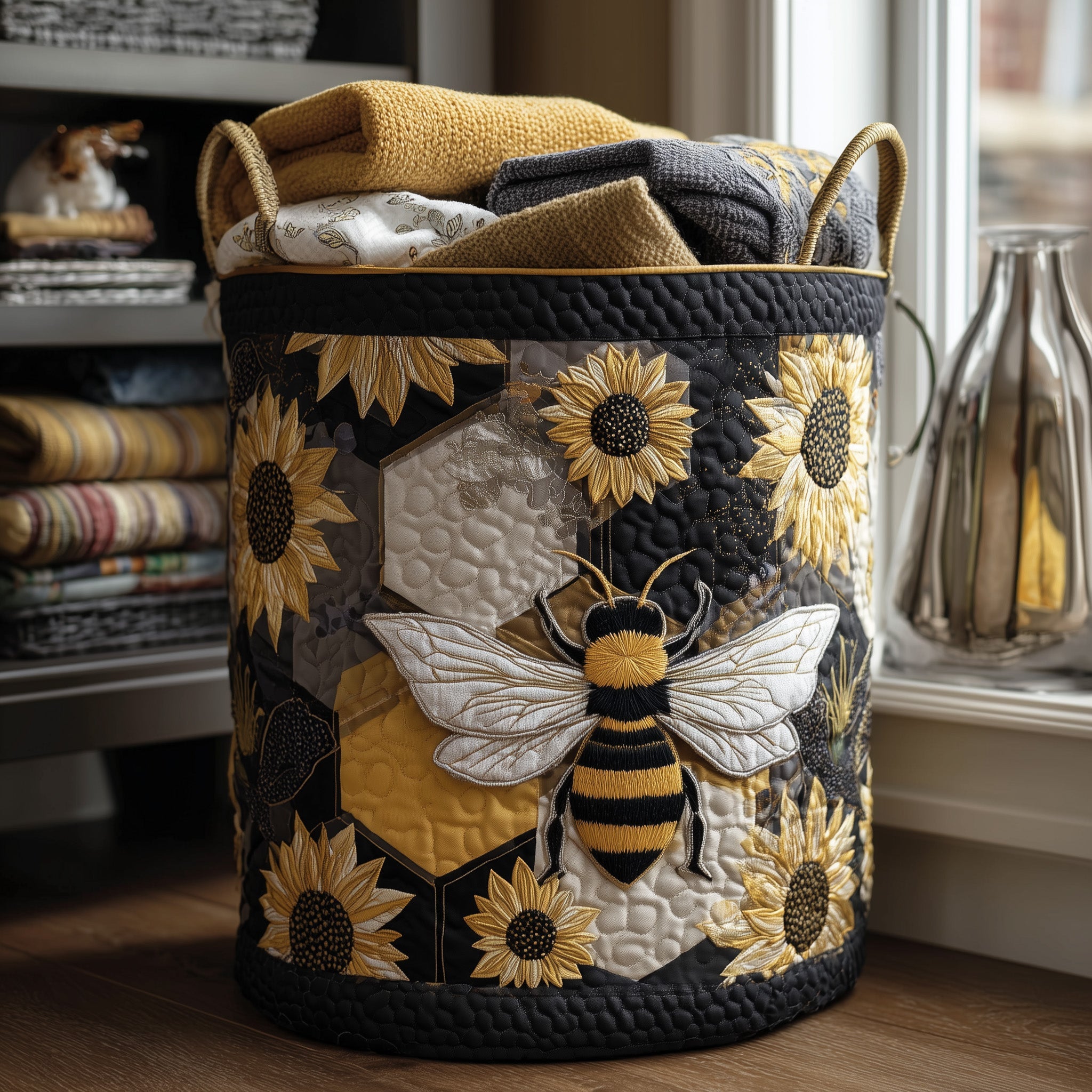 Bee Dream Quilted Laundry Basket Christmas Merch Gift