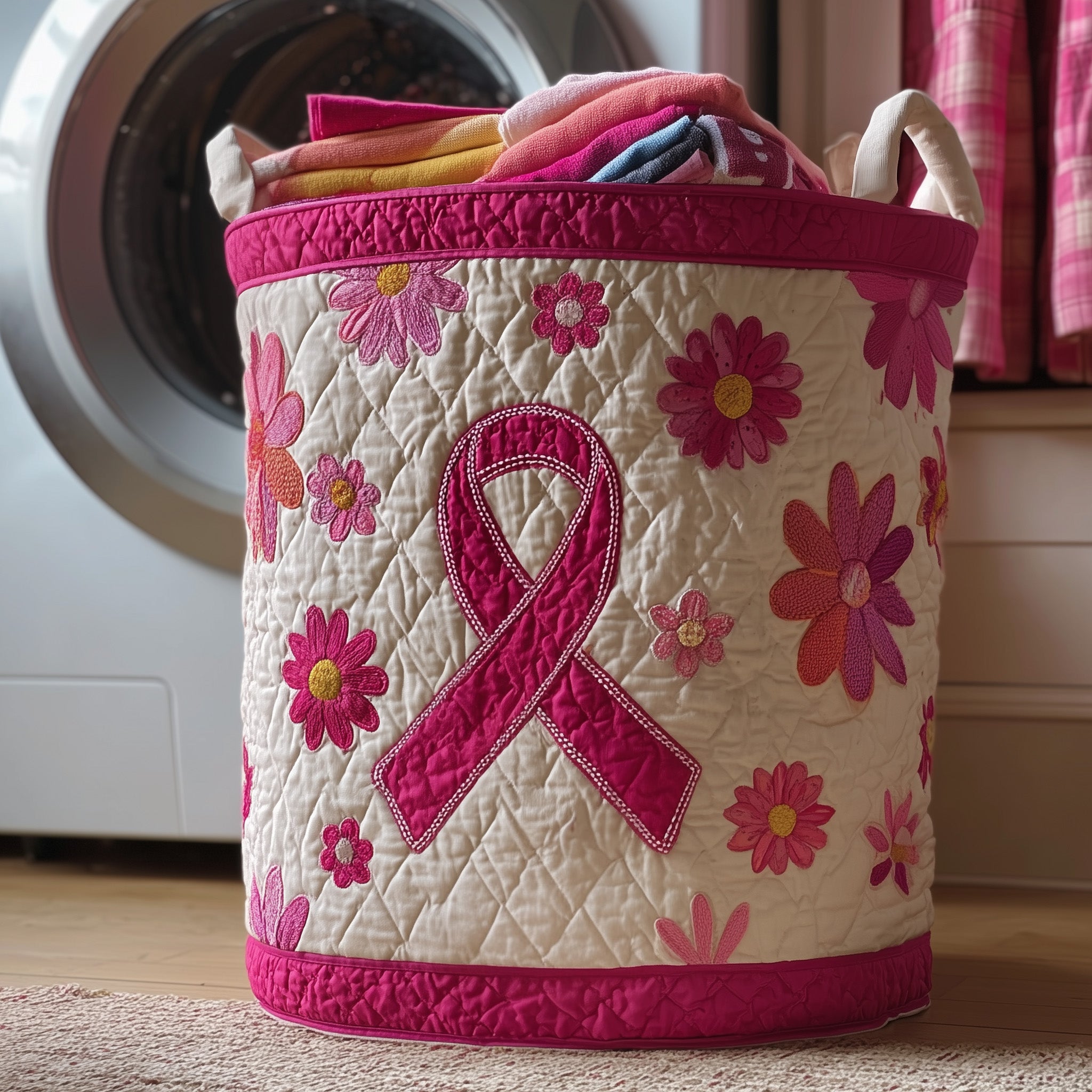 Breast Cancer Quilted Laundry Basket Mother�s Day Merch Gift