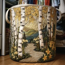 Birch Forest Quilted Laundry Basket Valentine�s Day Merch Gift