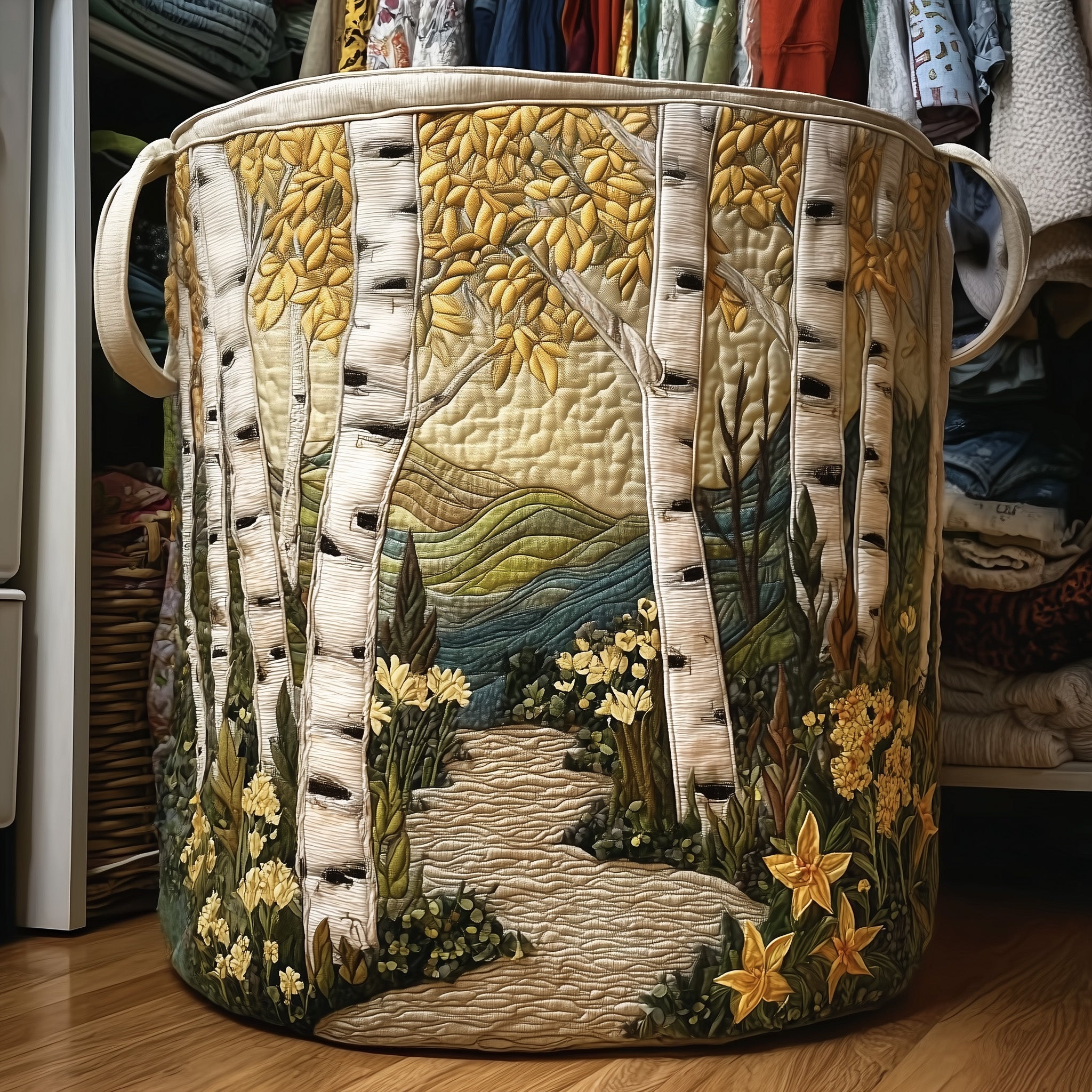 Birch Forest Quilted Laundry Basket Valentine�s Day Merch Gift
