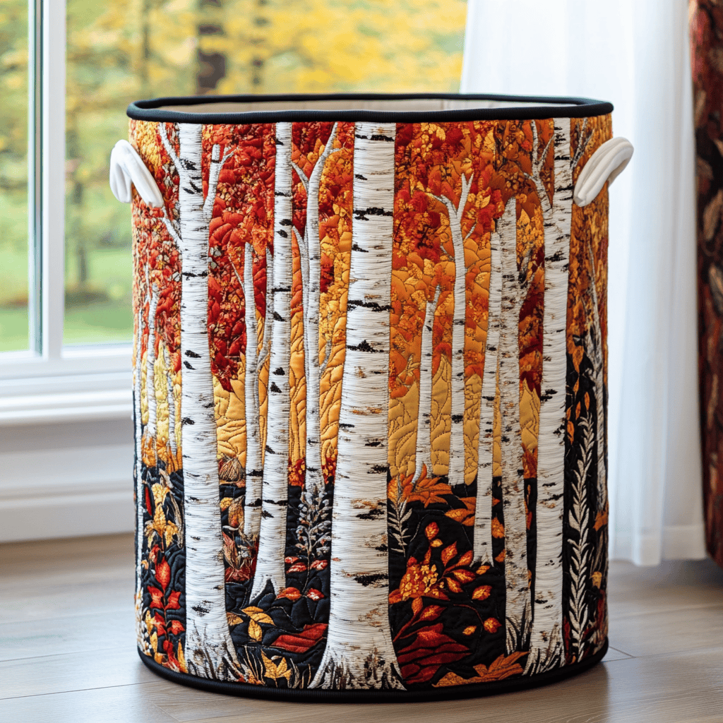 Birch Leaves Quilted Laundry Basket Back To School Merch