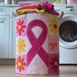 Breast Cancer Quilted Laundry Basket Halloween Merch Gift