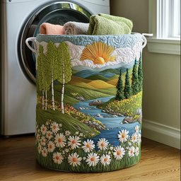 Bloom Valley Quilted Laundry Basket Creative Gift For Family