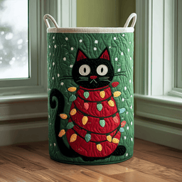Black Cat Glow Quilted Laundry Basket Merch For Cozy Nights