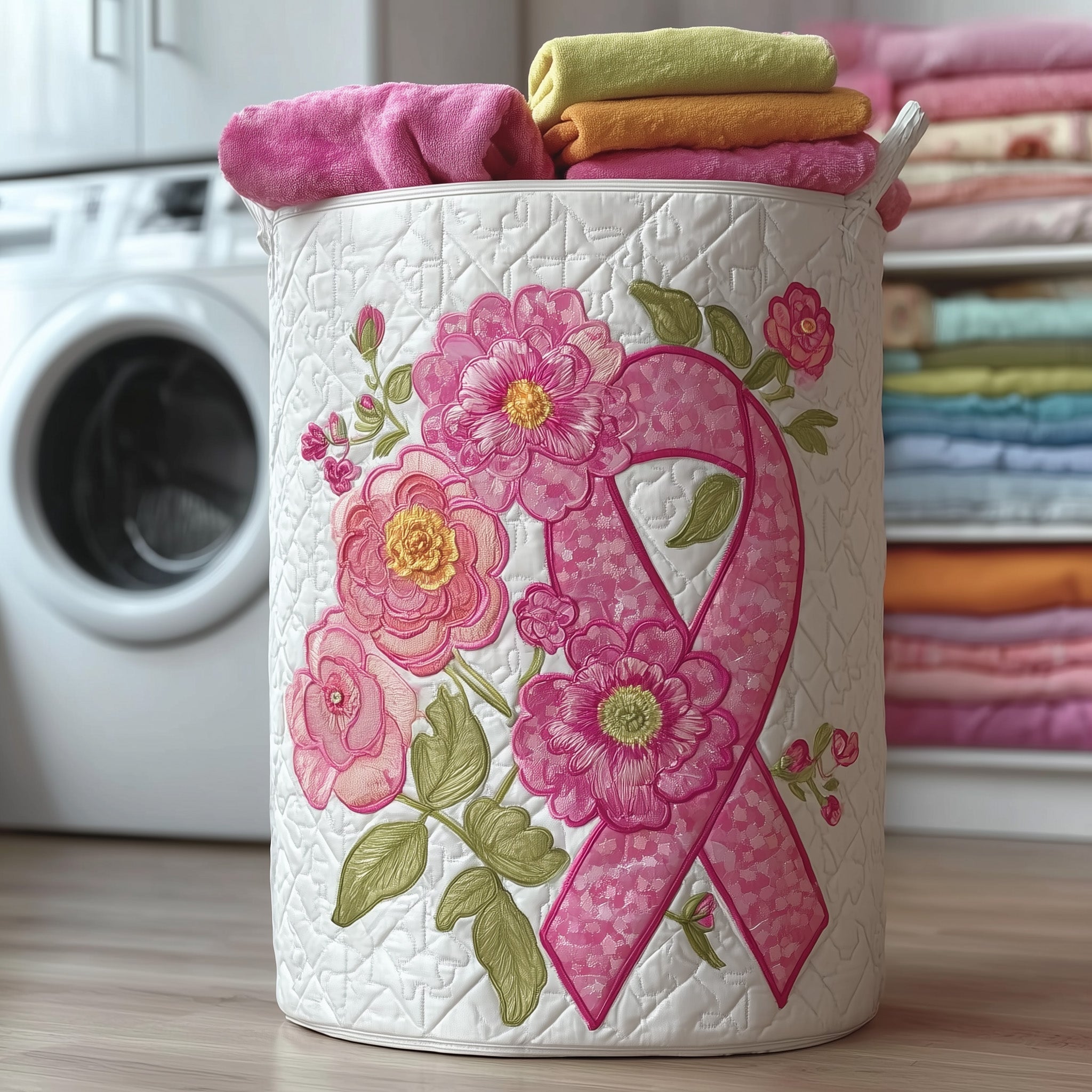 Breast Cancer Quilted Laundry Basket Father�s Day Merch Gift