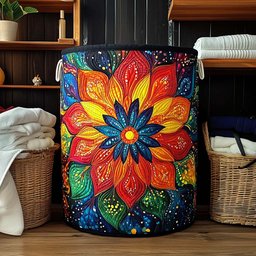 Cosmic Bloom Mandala Quilted Laundry Basket Father�s Day Merch Gift