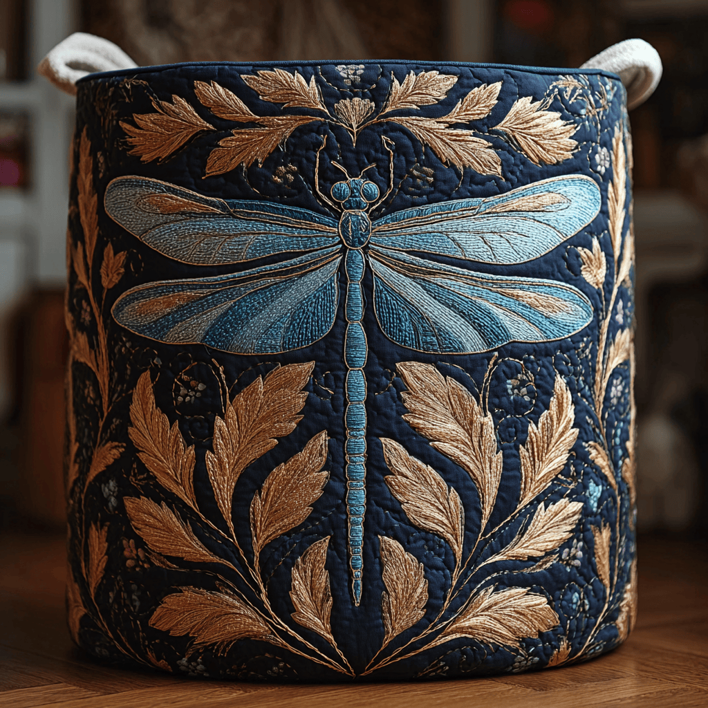 Colorful Dragonfly Quilted Laundry Basket Valentine�s Day Merch Gift