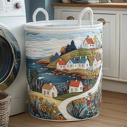 Coastal Nest Quilted Laundry Basket Merch For Kids