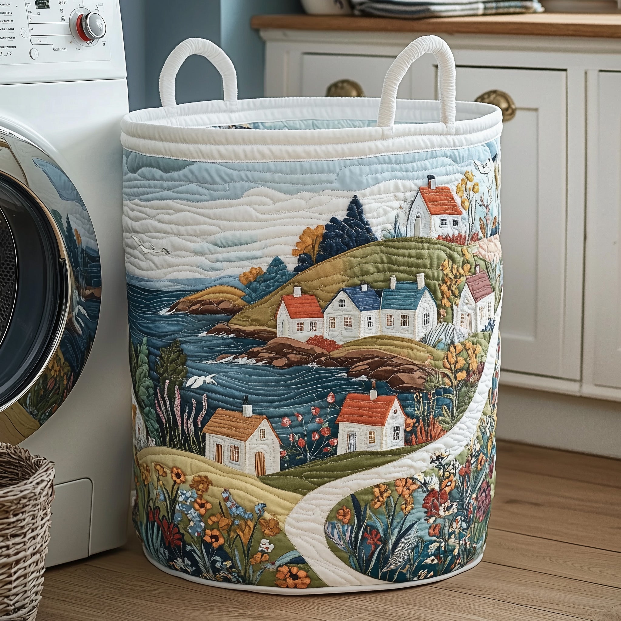 Coastal Nest Quilted Laundry Basket Merch For Kids