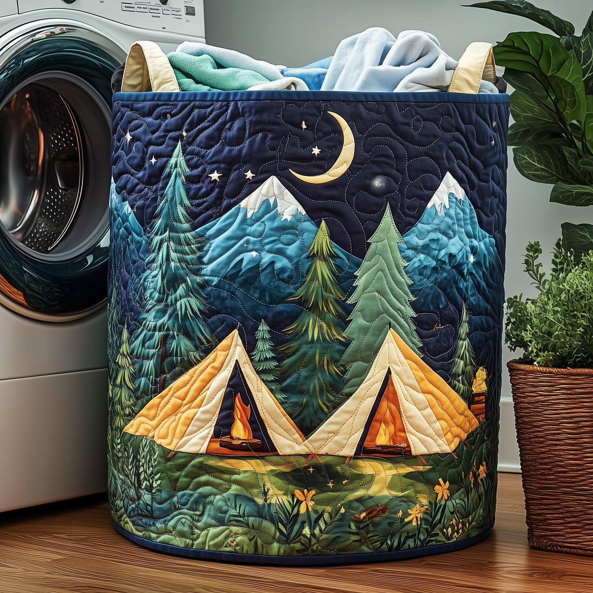 Camping Vibe Quilted Laundry Basket Mother�s Day Merch Gift