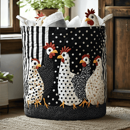 Cluckin Cool Quilted Laundry Basket Merch For Home And Bedroom