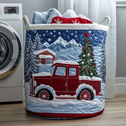 Christmas Serenity Quilted Laundry Basket Merch For Family