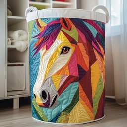 Charming Horse Quilted Laundry Basket Ideal Gift For Mom