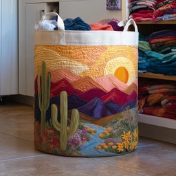 Cactus Sunset Quilted Laundry Basket Top Choice For Housewarming