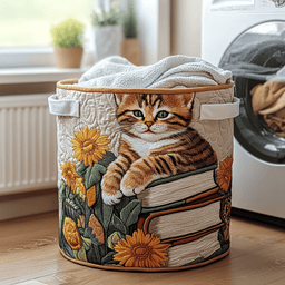 Cat Harmony Quilted Laundry Basket Great Stocking Stuffer
