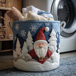 Cheerful Santa Quilted Laundry Basket Merch For Couples