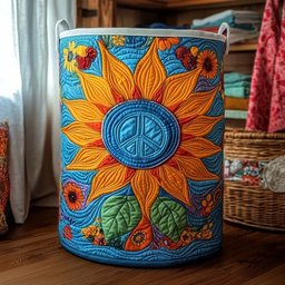 Cosmic Bloom Quilted Laundry Basket Everyday Merch Choice