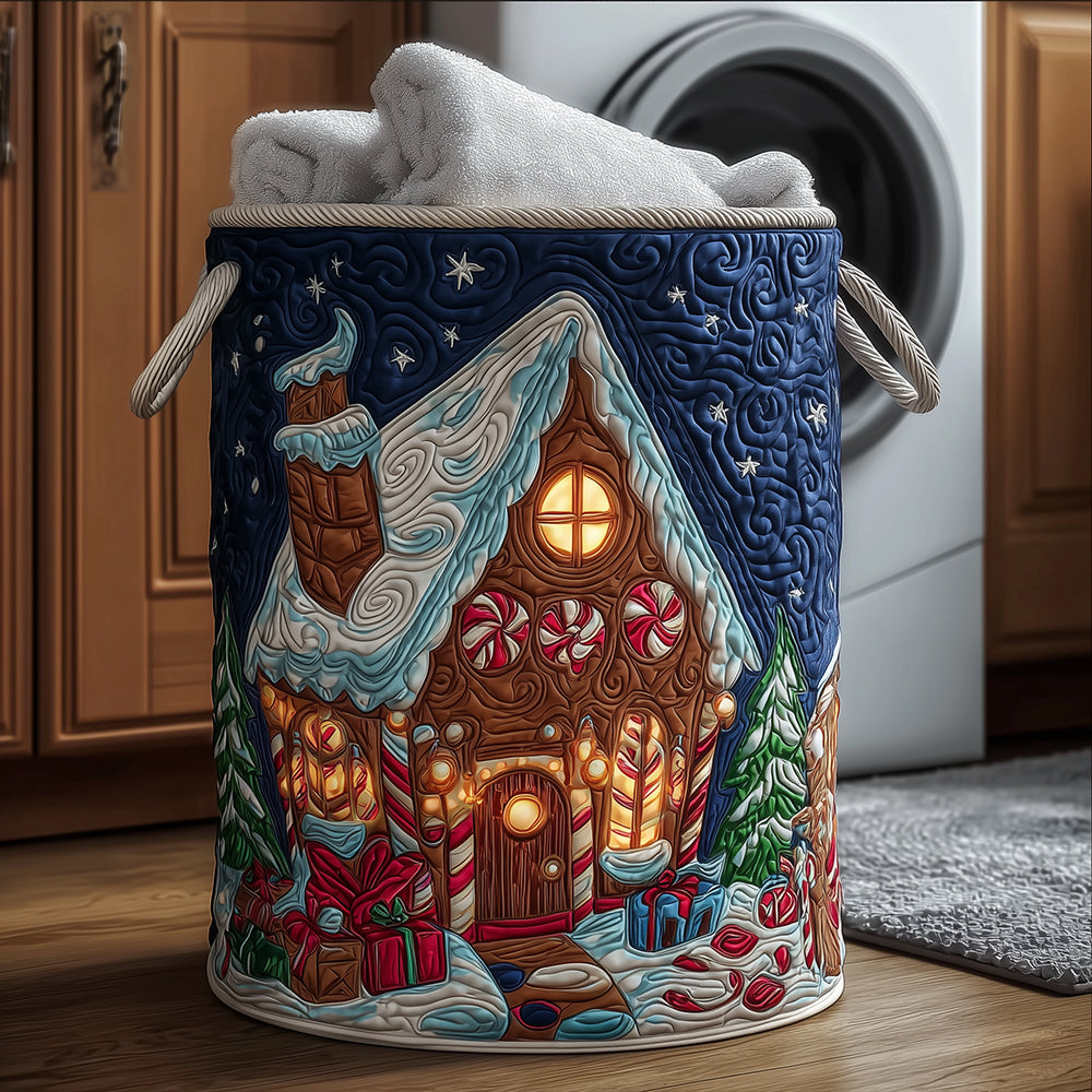 Christmas Ginger Quilted Laundry Basket Winter Merch Essentials