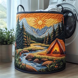 Camping Vibe Quilted Laundry Basket Valentine�s Day Merch Gift