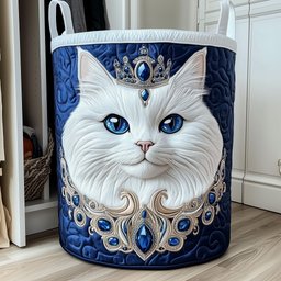 Cat Queen Quilted Laundry Basket Merch For Him