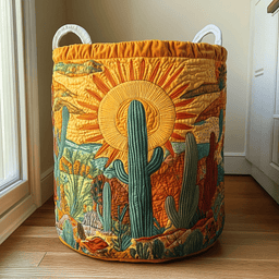 Cactus Dream Quilted Laundry Basket Ideal Gift For Mom