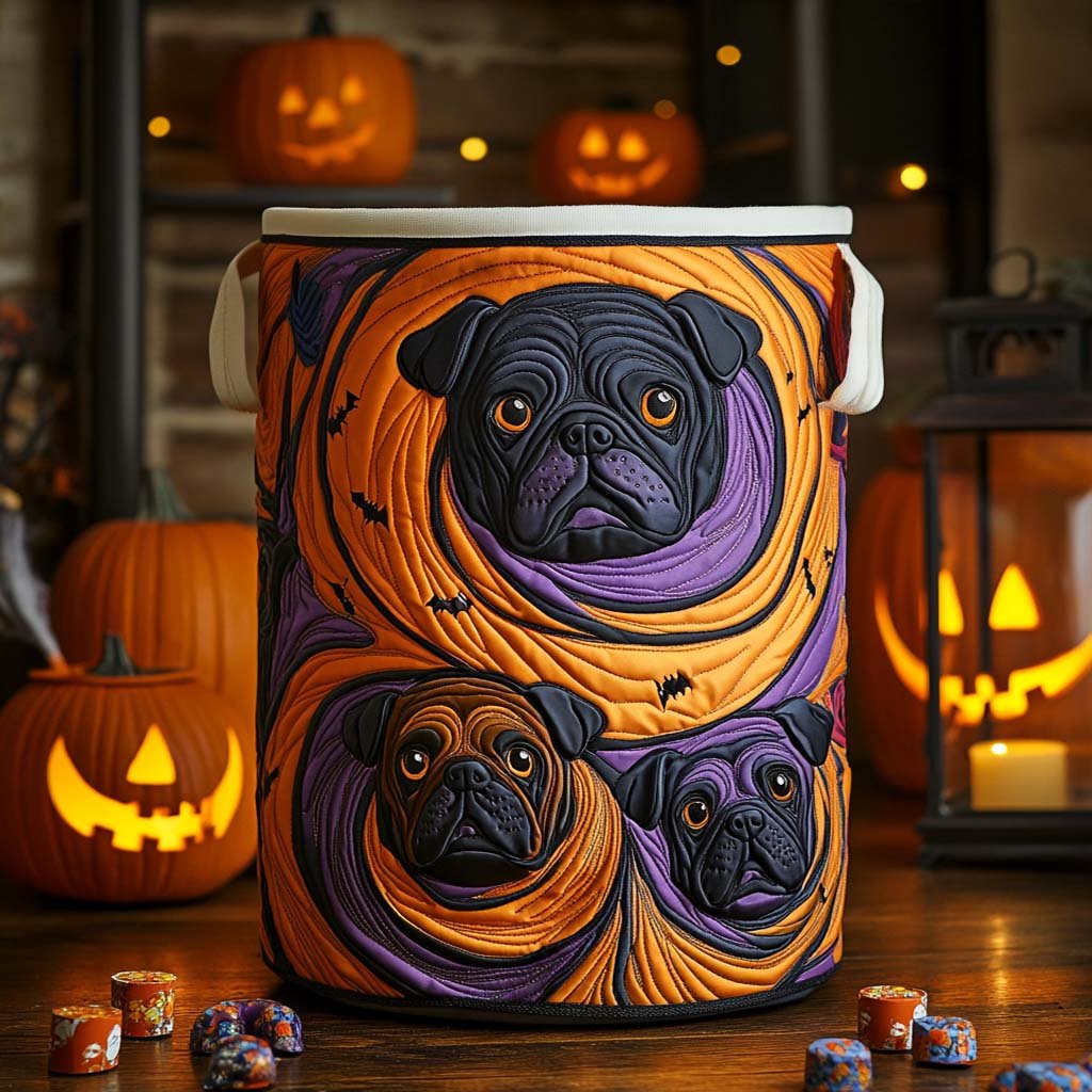 Bulldog Vortex Neon Quilted Laundry Basket Holiday Favorite Gift