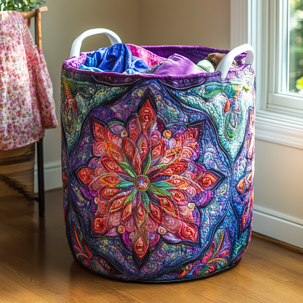 Colorburst Aura Quilted Laundry Basket Merch For Family
