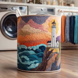 Coastal Light Quilted Laundry Basket Merch For Her