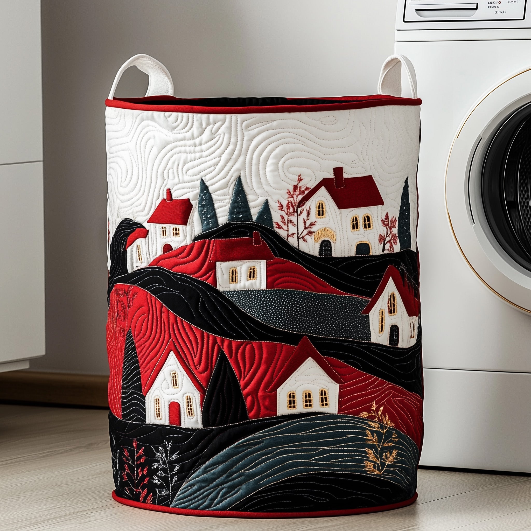Cozy Village Quilted Laundry Basket Valentine�s Day Merch Gift
