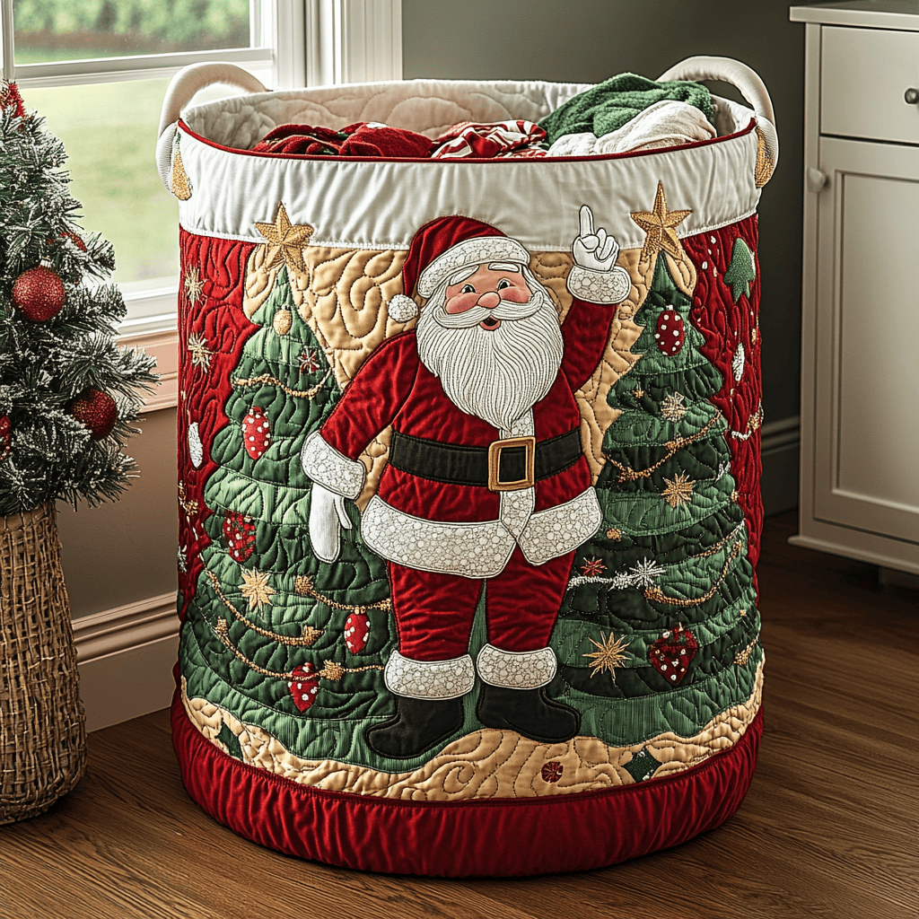 Festive Spirit Quilted Laundry Basket Everyday Merch Choice