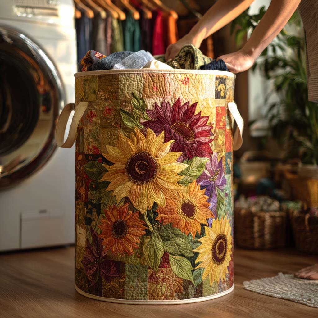 Country Glow Quilted Laundry Basket Thanksgiving Merch Gift